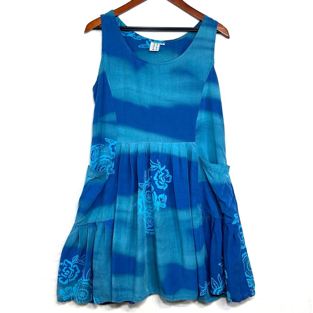 Blue Floral Sleeveless Dress